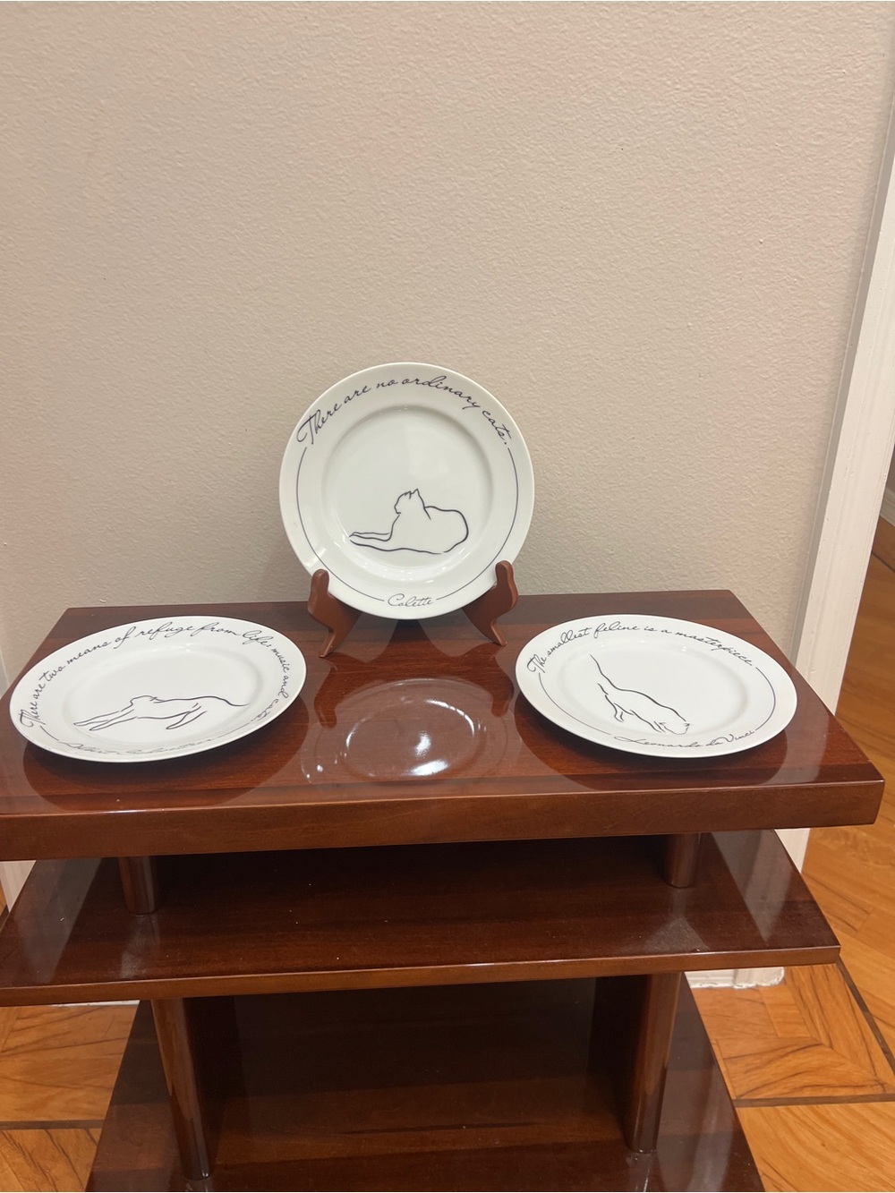 3 - Monkey and the Peddler Cat Salad Plates 8” designed by Liz Ross